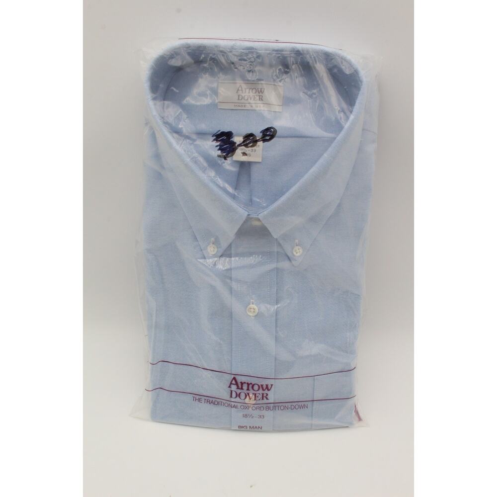 Vintage Arrow Dover Blue Dress Shirt Mens 18 1/2 - 33 New Sealed Big